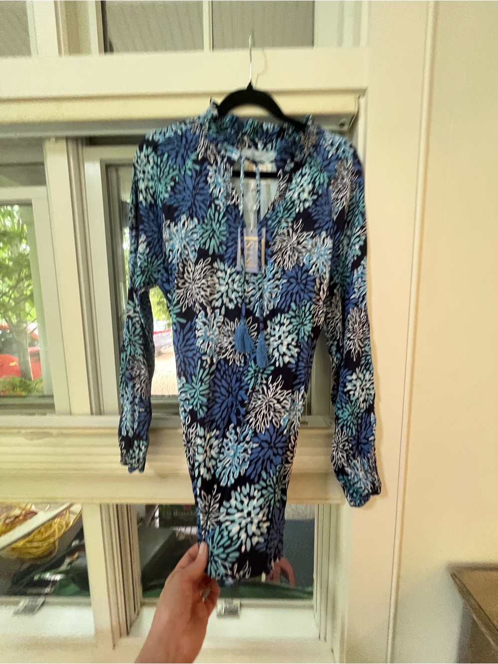Sail to Sable (STS) Blue Floral Tie-Neck Tunic Dress/top New with tags - Picture 4 of 4